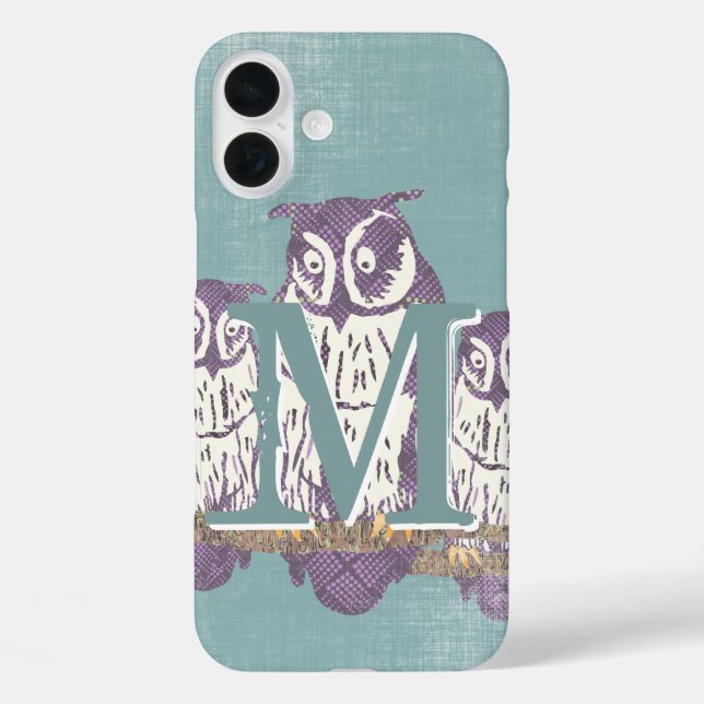 Personalised Cute Owl Monogram Case-Mate iPhone Case (Back)