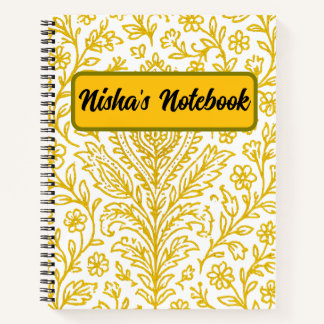 Personalised Cute Paisley Floral Print Notebook