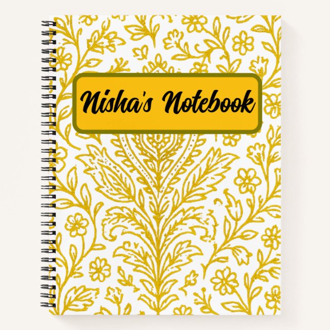 Personalised Cute Paisley Floral Print Notebook (Front)