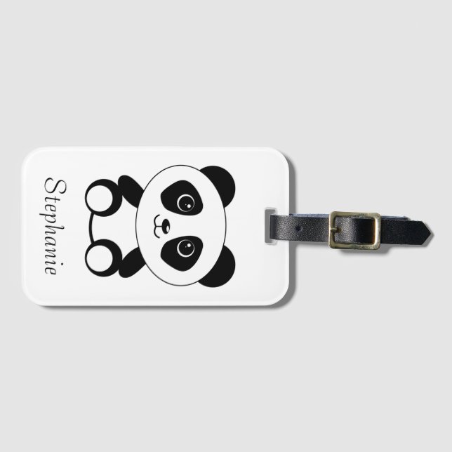 Personalised Cute Panda Bear Luggage Tag (Front Horizontal)