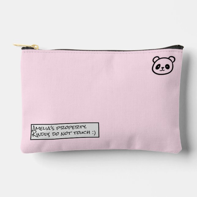 Personalised Cute Panda Illustration Zipper Pouch (Front)