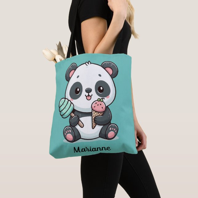 Personalised cute panda tote bag (Close Up)