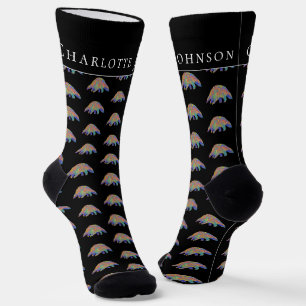 Personalised Cute Pangolin Colourful Animal Art Socks