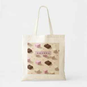 Personalised Cute Pastel Chocolate & Marshmallow Tote Bag