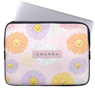 Personalised Cute Pastel Daisy Flower Laptop Sleeve