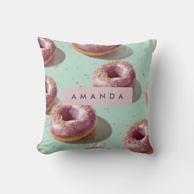 Personalised Cute Pastel Doughnuts & Sprinkles  Cushion (Front)