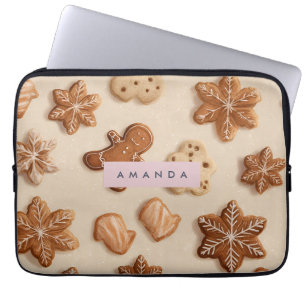 Personalised Cute Pastel Gingerbread Cookie Laptop Sleeve