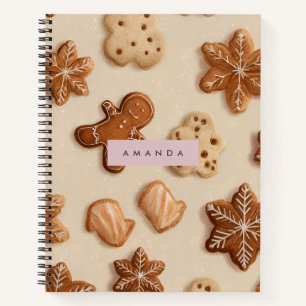 Personalised Cute Pastel Gingerbread Cookie Notebook