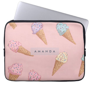 Personalised Cute Pastel Ice Cream  Laptop Sleeve