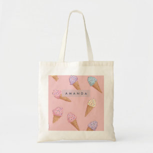 Personalised Cute Pastel Ice Cream Tote Bag