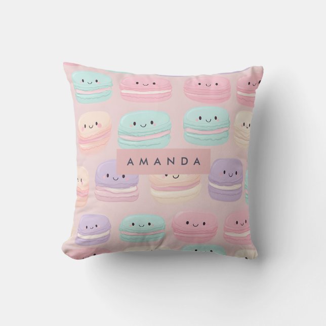 Personalised Cute Pastel Macaron Smile Cushion (Front)