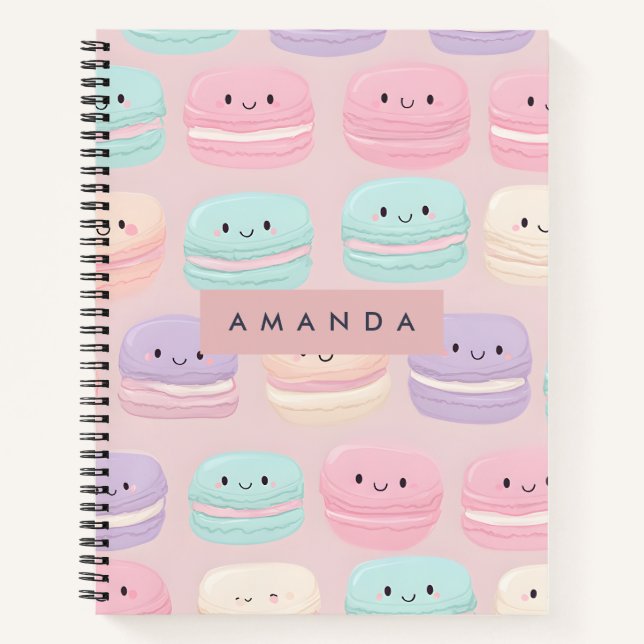 Personalised Cute Pastel Macaron Smile Notebook (Front)