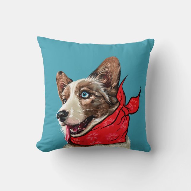 Personalised Cute Pembroke Welsh Corgi Cushion (Front)
