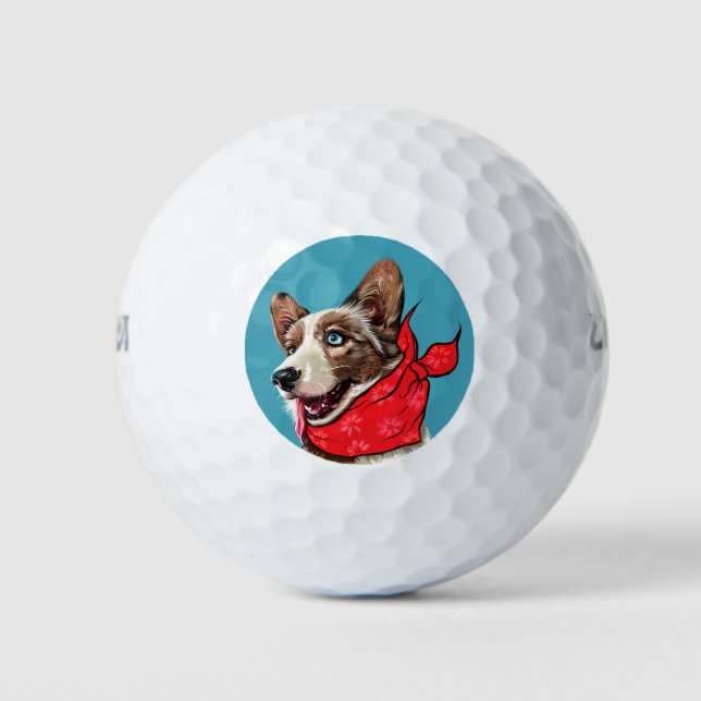 Personalised Cute Pembroke Welsh Corgi Golf Balls (Front)
