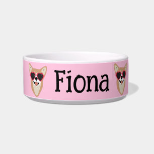 Personalised Cute Pembroke Welsh Corgi Pink Bowl