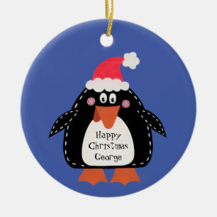 Personalised Cute Penguin Ceramic Tree Decoration