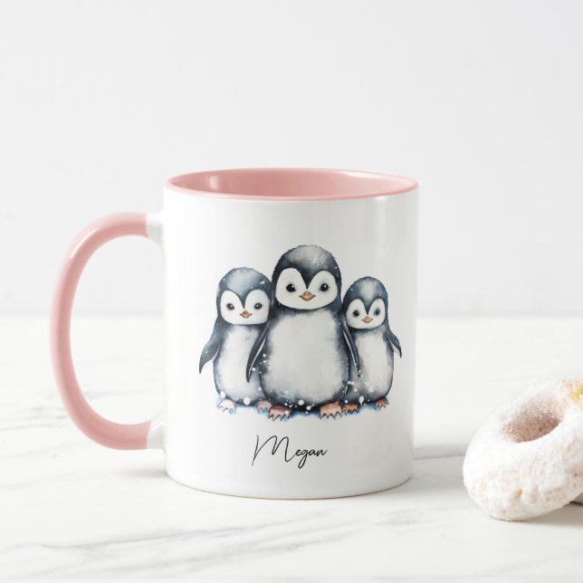 Personalised Cute Penguin Mug (With Donut)