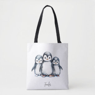 Personalised Cute Penguin Tote Bag