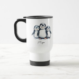 Personalised Cute Penguin Travel Mug