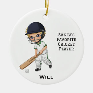 Personalised Cute Personalised Cricket Player Ceramic Tree Decoration
