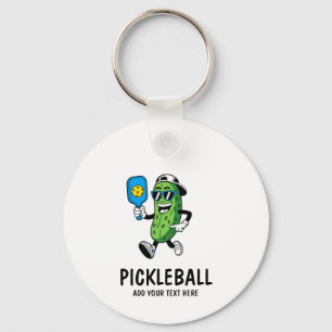 Personalised Cute Pickle Playing Pickleball Funny Key Ring