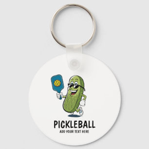Personalised Cute Pickle Playing Pickleball Funny Key Ring