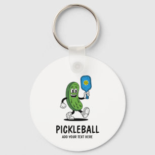 Personalised Cute Pickle Playing Pickleball Funny Key Ring