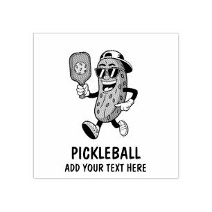Personalised Cute Pickle Playing Pickleball Funny Rubber Stamp