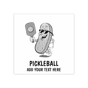Personalised Cute Pickle Playing Pickleball Funny Rubber Stamp