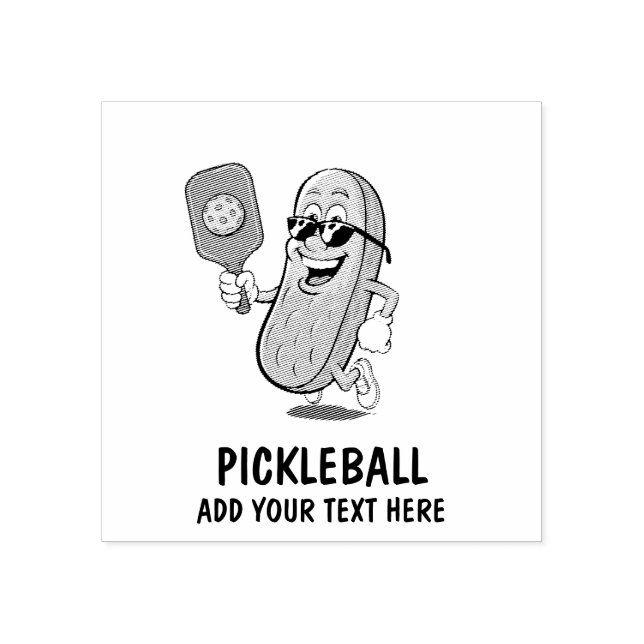 Personalised Cute Pickle Playing Pickleball Funny Rubber Stamp (Imprint)