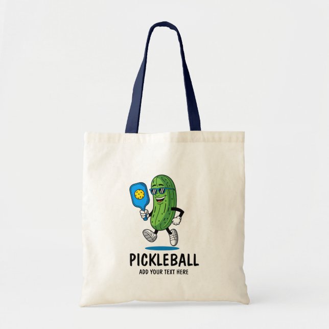 Personalised Cute Pickle Playing Pickleball Funny Tote Bag (Front)