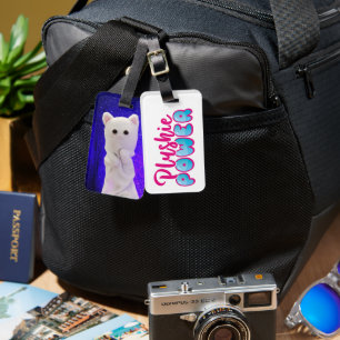 Personalised Cute Pink Blue Plushie Power Photo Luggage Tag