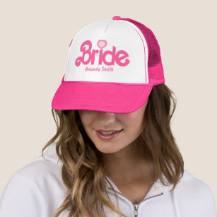Personalised cute pink bride typography  trucker hat