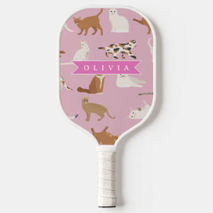 Personalised Cute Pink Cat Pattern Gift Cat Lover Pickleball Paddle