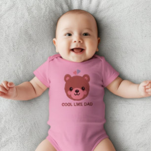Personalised Cute Pink Cool Like Dad Baby Bodysuit