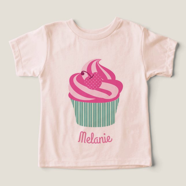 Personalised Cute Pink Cupcake  (Design Front)