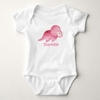 Personalised Cute Pink Dinosaur Baby Bodysuit