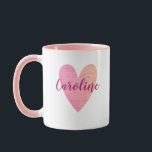 Personalised Cute Pink Heart Mug<br><div class="desc">Personalise this feminine wood textured pink heart mug with the name of someone you love! Designed for you by Blackberry Boulevard.</div>