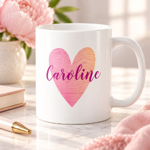 Personalised Cute Pink Heart Mug
