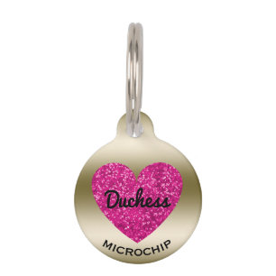 Personalised Cute Pink Heart   Pet ID Phone Number Tag