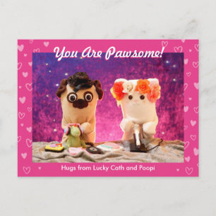 Personalised Cute Pink Hearts Photo Modern Postcard
