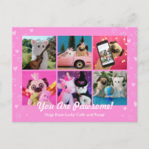 Personalised Cute Pink Hearts Photo Plushiemail