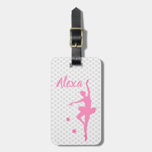 Personalised Cute Pink Kids Ballerina luggage tag