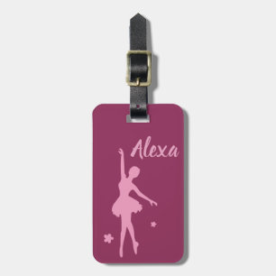Personalised Cute Pink Kids Ballerina luggage tag