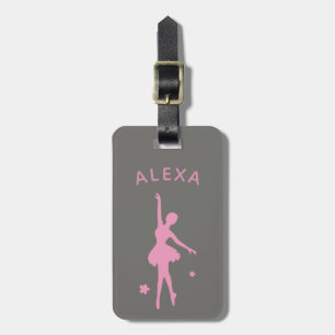 Personalised Cute Pink Kids Ballerina luggage tag