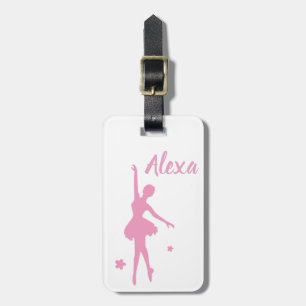 Personalised Cute Pink Kids Ballerina luggage tag