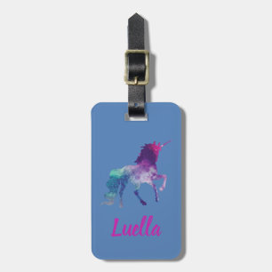Personalised Cute Pink Kids Unicorn luggage tag