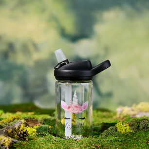 Personalised Cute Pink Kids Unicorn Water Bottle