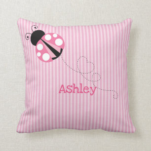 Personalised Cute Pink Ladybug Cushion