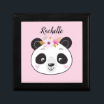 Personalised Cute Pink Panda Face Jewellery Box<br><div class="desc">A cute pink personalised panda jewellery box. Pretty pink background with a girly panda face on front. Personalise it with your name. Designed for you by Blackberry Boulevard.</div>